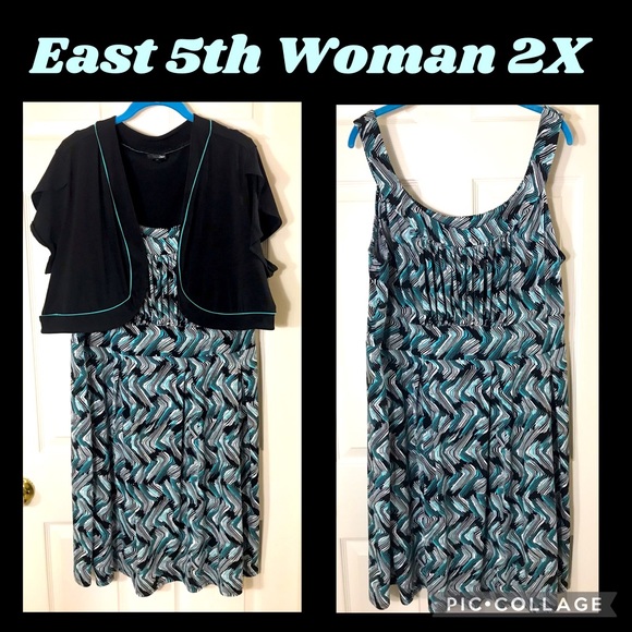 Veste Courte Femme East 5th Taille 1X - Manches Courtes, Noir Et Blanc, Coton, Neuf Sans étiquette